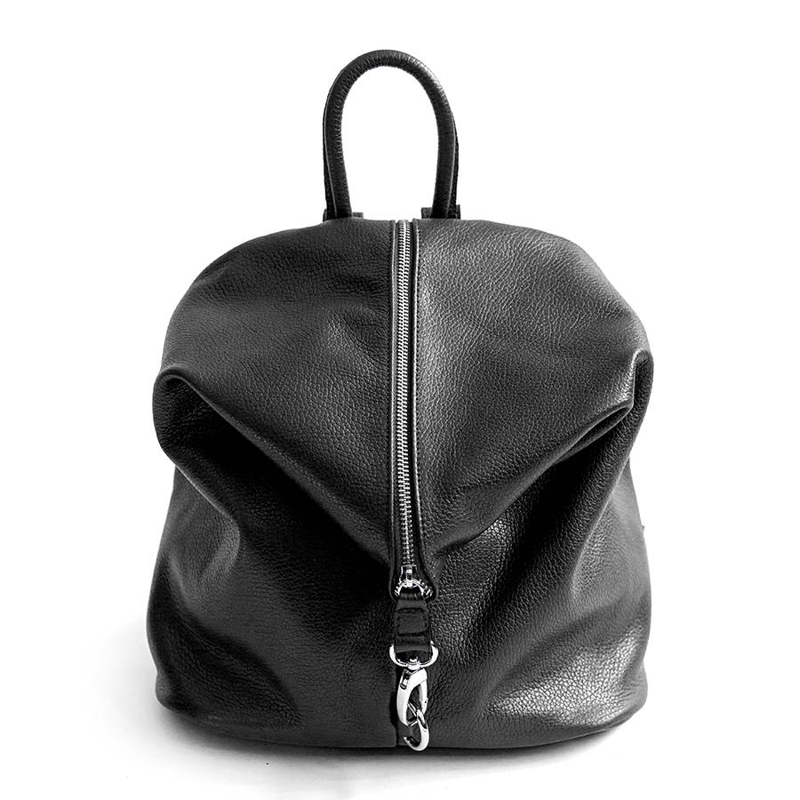 Laura Di Maggio FLIP – Zaino con zip in pelle nero In Linea