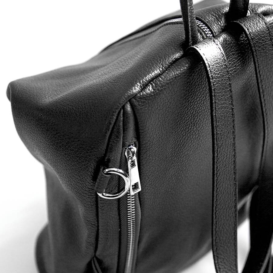 Laura Di Maggio FLIP – Zaino con zip in pelle nero In Linea