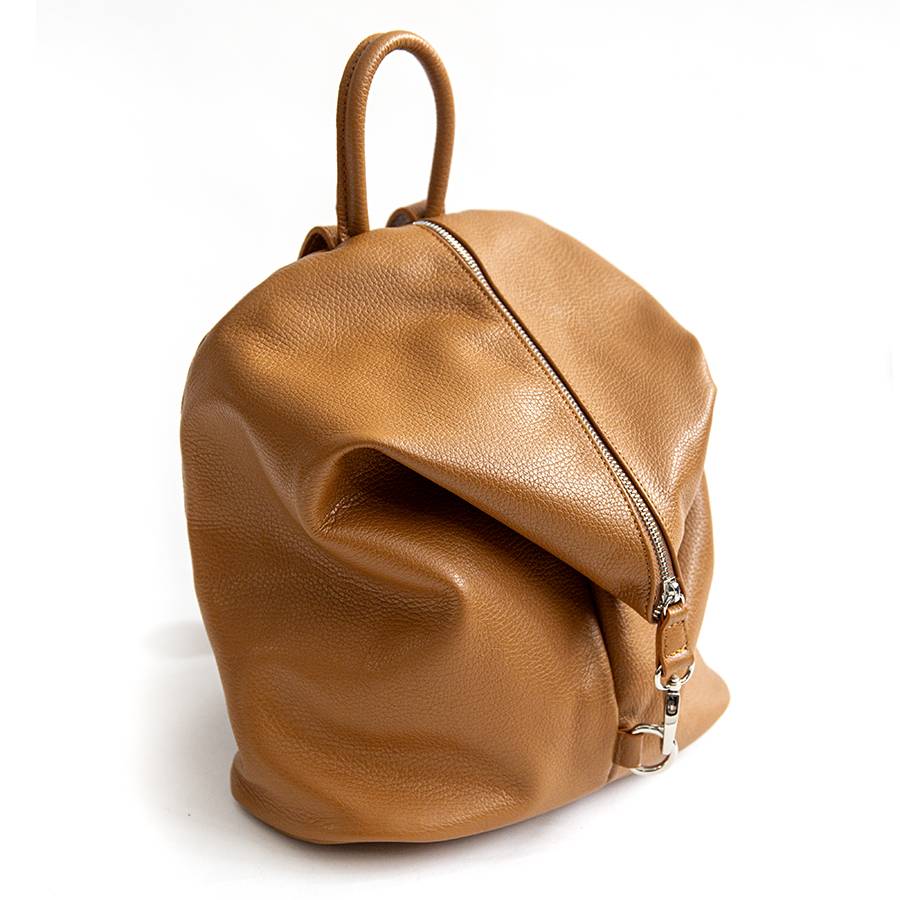 Laura Di Maggio FLIP – Zaino con zip in pelle cuoio Nuovo