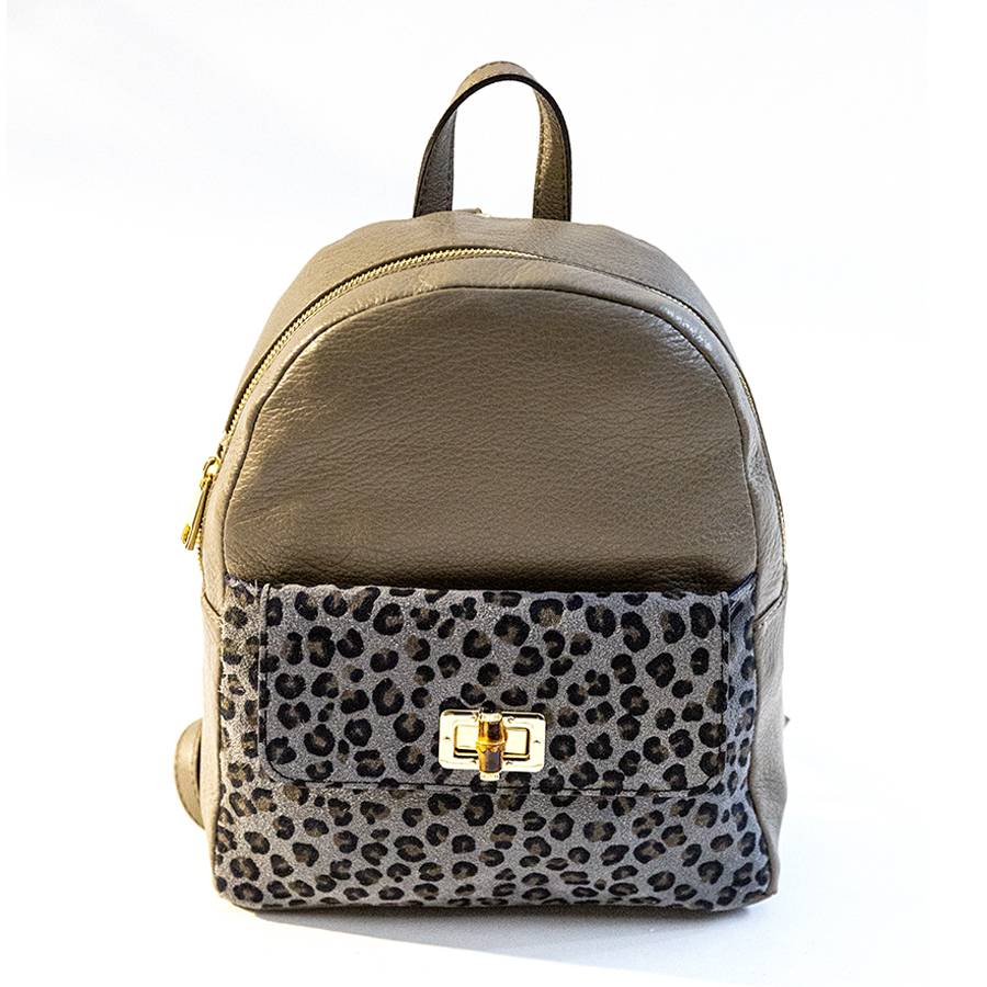 Laura Di Maggio NEMO – Zaino in pelle taupe & leopard Acquista Ora