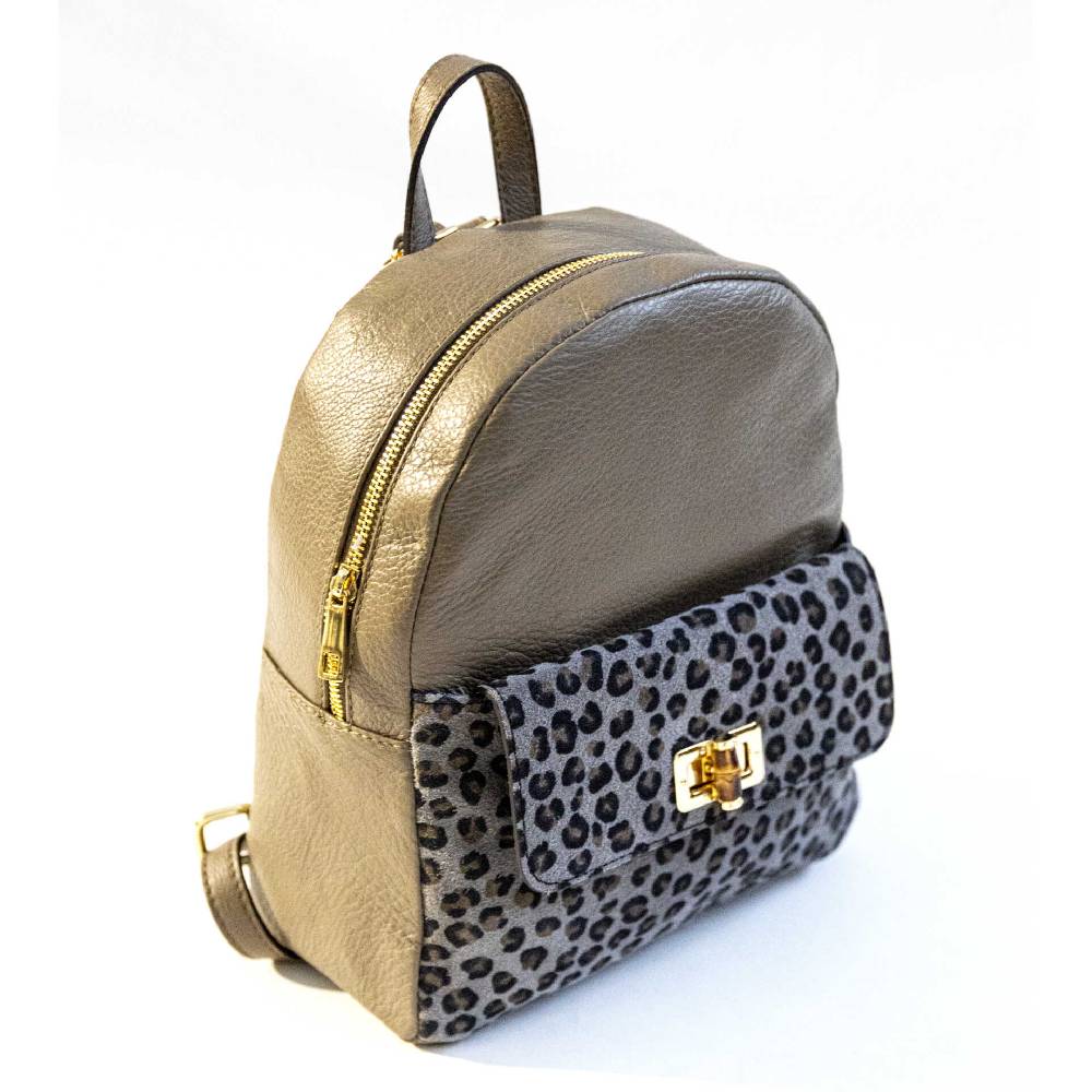 Laura Di Maggio NEMO – Zaino in pelle taupe & leopard Acquista Ora