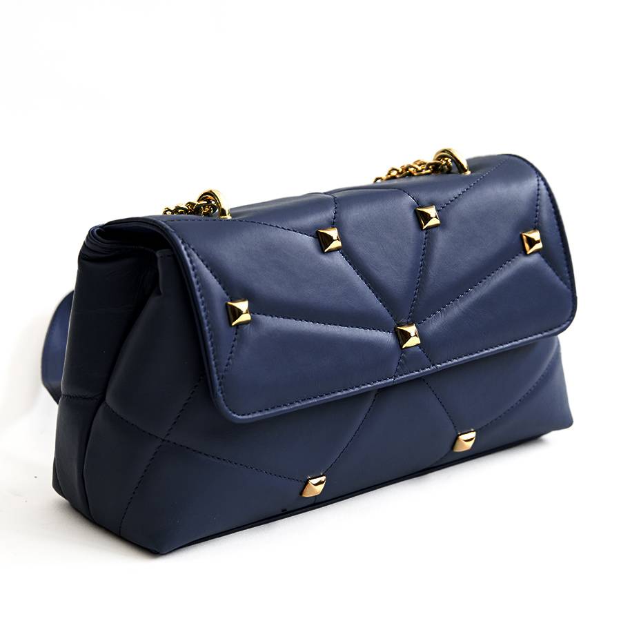 Laura Di Maggio MUSA – borsa in pelle nappa trapuntata con borchie notte Spedizione gratuita