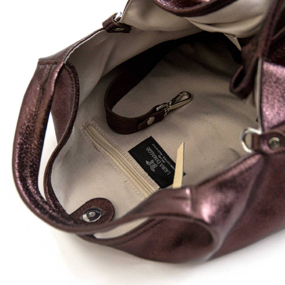 Laura Di Maggio ELSA M – Sacca in pelle laminata ebano Lightning offer