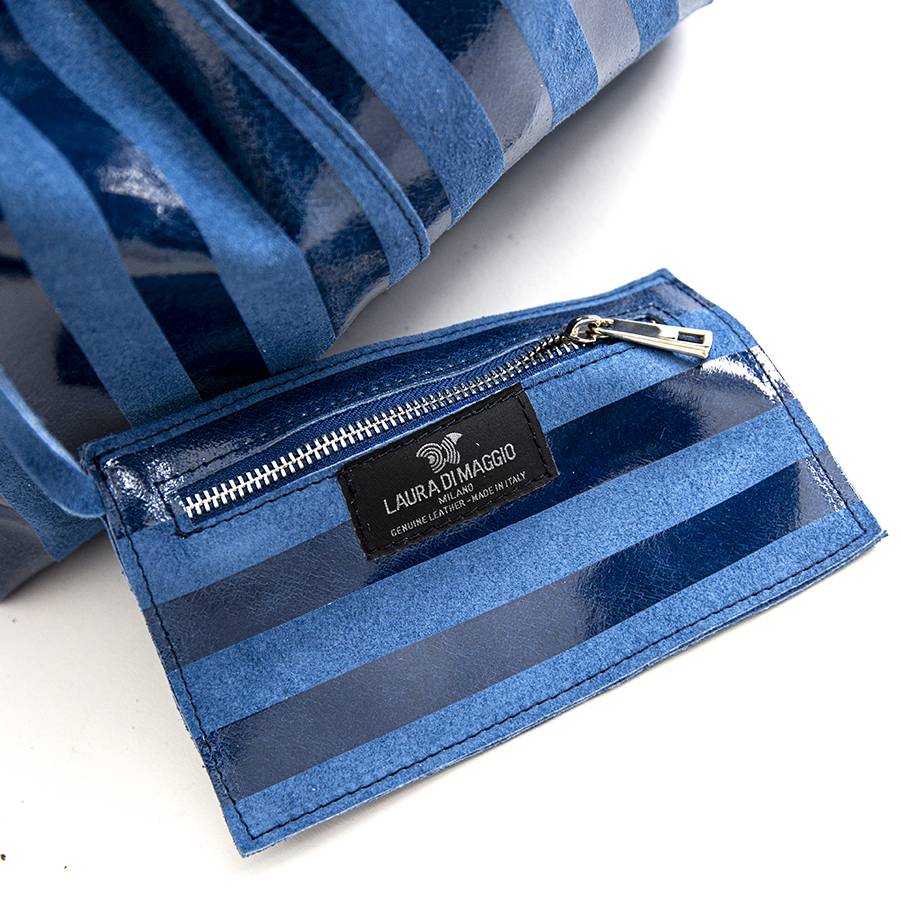 Laura Di Maggio LE SAC – sacca in pelle a righe blu Offerte giornaliere