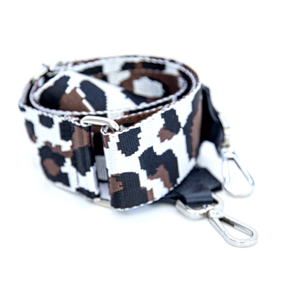 Laura Di Maggio ANIMAL – tracolla in tessuto con trama animalier bianca, nera e marrone In Linea