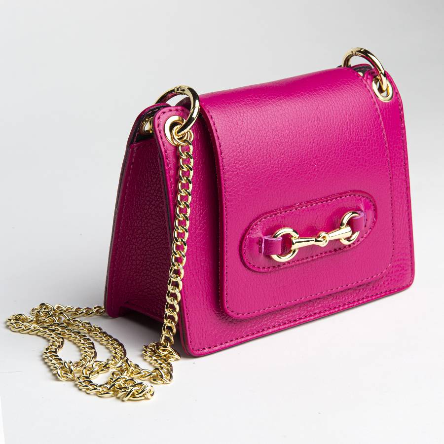 Laura Di Maggio FIONA – postina in pelle con morsetto fucsia Pezzi Unici