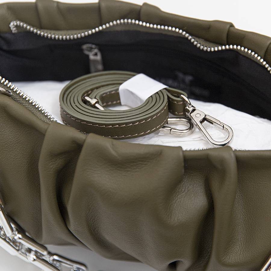 Laura Di Maggio MUFFIN – Borsa in pelle nappa verde oliva Negozi Online