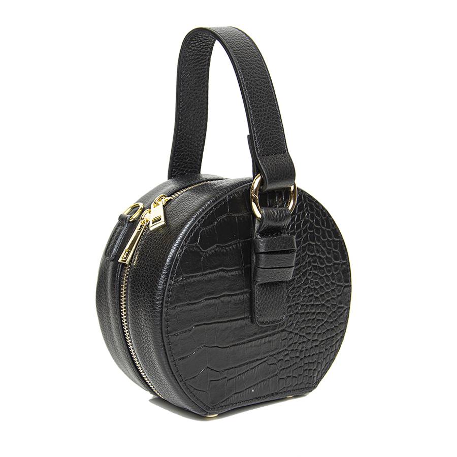 Laura Di Maggio LADY – Borsa circolare in pelle stampa cocco nera Consegna Veloce
