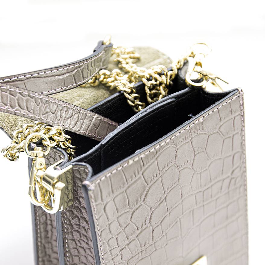 Laura Di Maggio SOIRÉE – Borsa da Sera in Pelle Stampa Cocco – Taupe Shopping Online