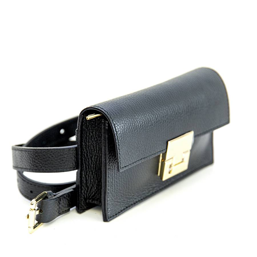 Laura Di Maggio CAROL – marsupio nero con chiusura oro Sconto