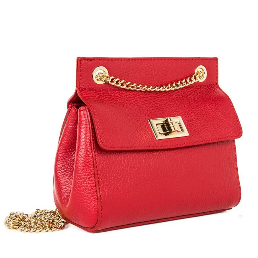Laura Di Maggio GRETA – mini bag in pelle rossa con manici a catena Economico