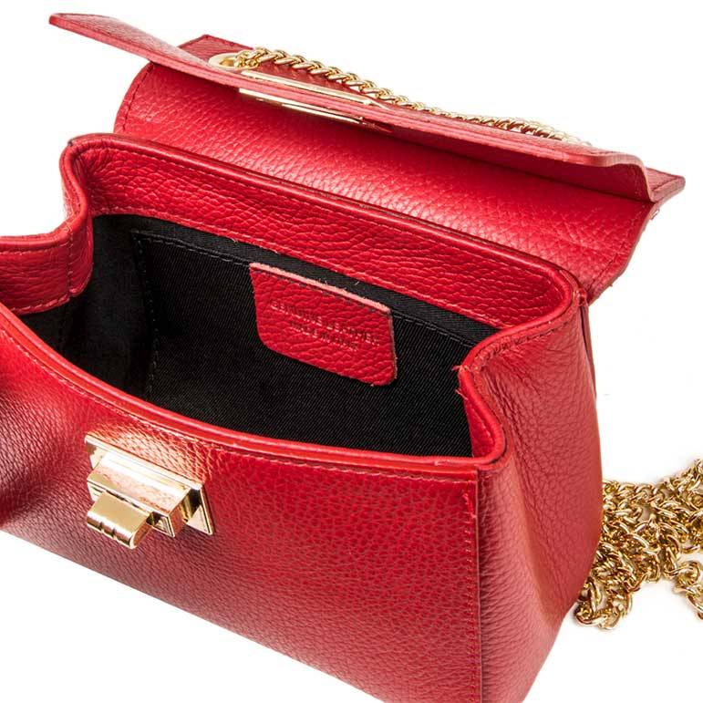 Laura Di Maggio GRETA – mini bag in pelle rossa con manici a catena Economico
