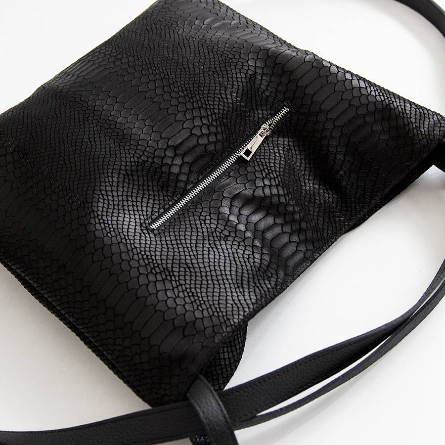 Laura Di Maggio VENICE – Zaino/borsa in pelle stampa pitone nero I Più Venduti