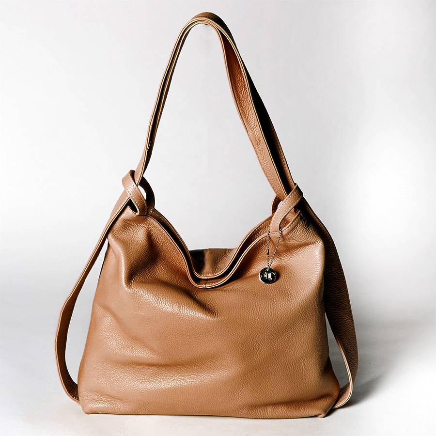 Laura Di Maggio VENICE – Zaino/borsa in pelle dollaro cuoio Nuova