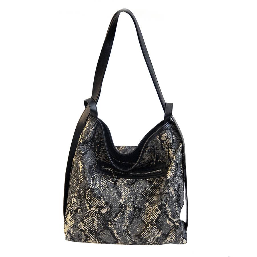 Laura Di Maggio VENICE – Zaino/borsa in pelle e tessuto pitonato Moda