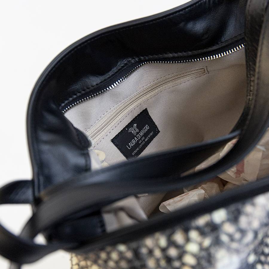 Laura Di Maggio VENICE – Zaino/borsa in pelle e tessuto roccia Negozio online di fabbrica