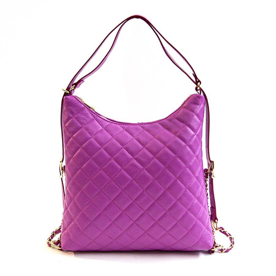 Laura Di Maggio ISABEL – Zaino/borsa in nappa trapuntata fuxia Offerta speciale