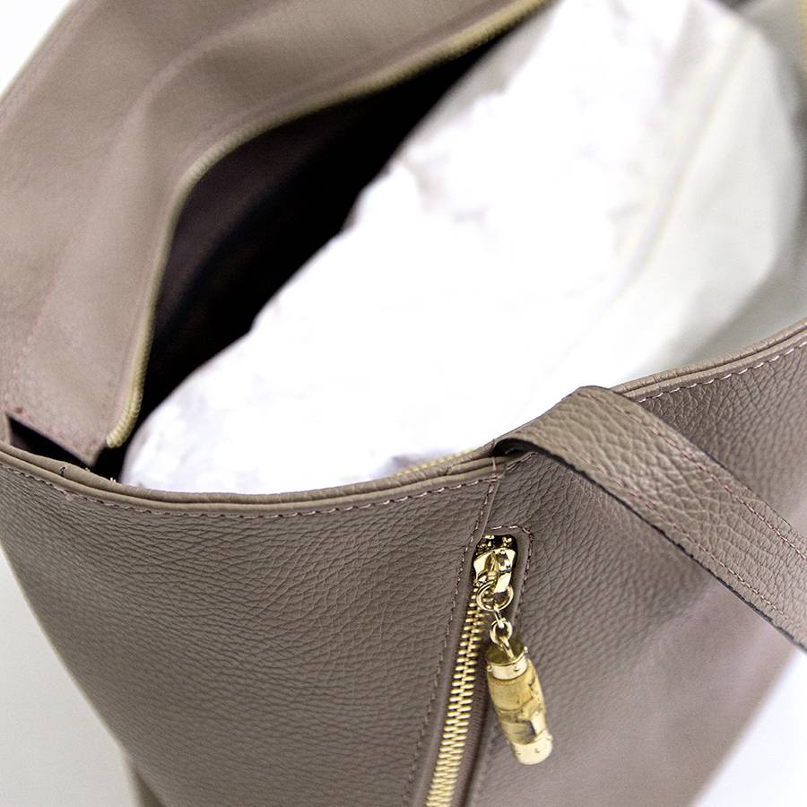 Laura Di Maggio BAMBU’ SHOPPER – Borsa in pelle taupe Grandi sconti