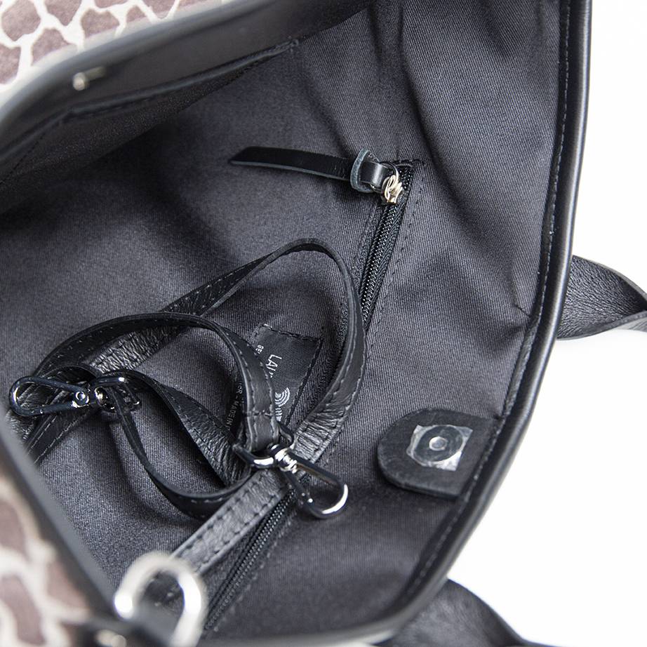Laura Di Maggio JENNY – Borsa in camoscio stampa giraffa fango Fino al 60% di sconto