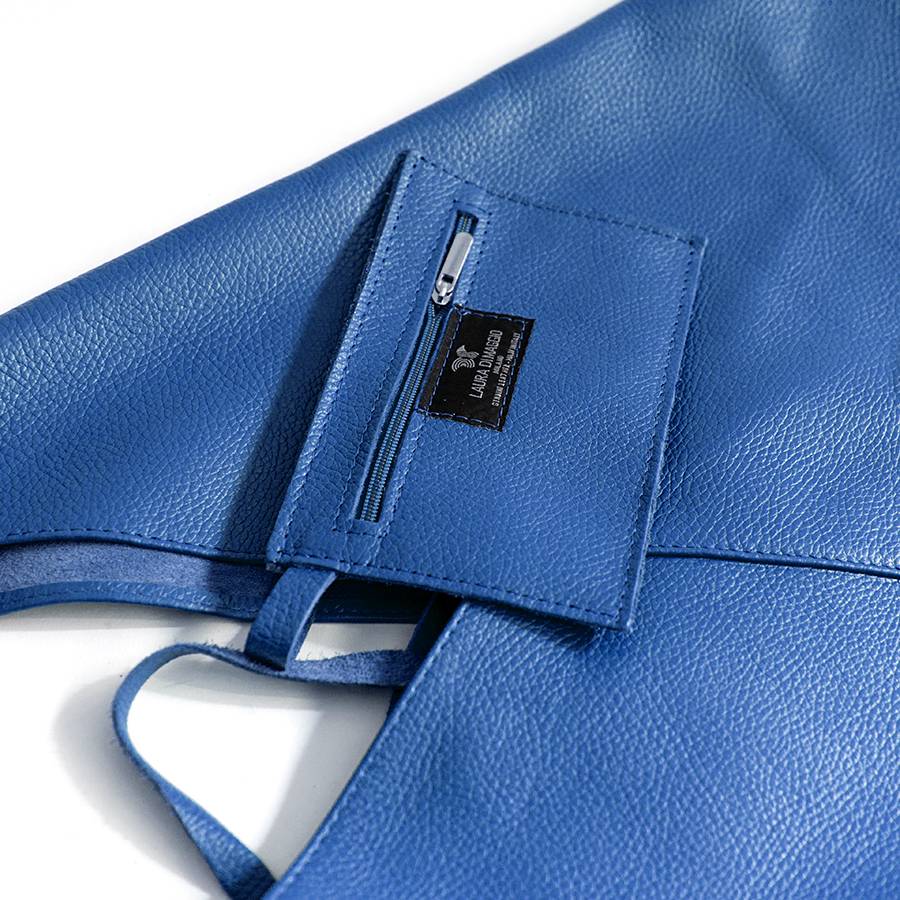 Laura Di Maggio LINA – Maxi sacca in pelle blu Esporta salva