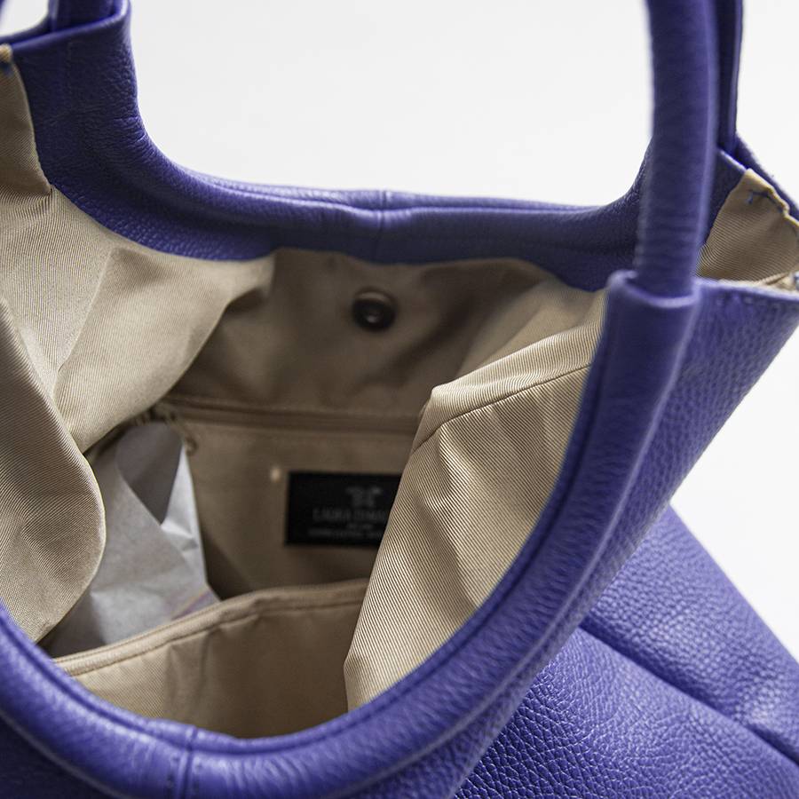 Laura Di Maggio INDIA – Maxi borsa con manico tondo in pelle glicine Italy