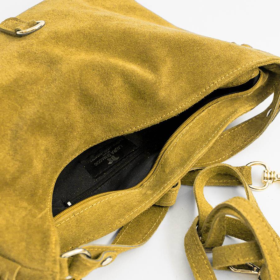 Laura Di Maggio TEXAS – Sacca in camoscio con frange giallo Sconto