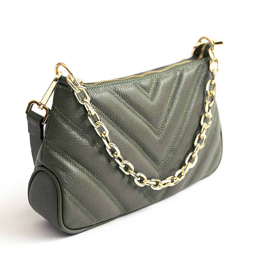 Laura Di Maggio ISOTTA – Baguette in pelle trapuntata oliva Online