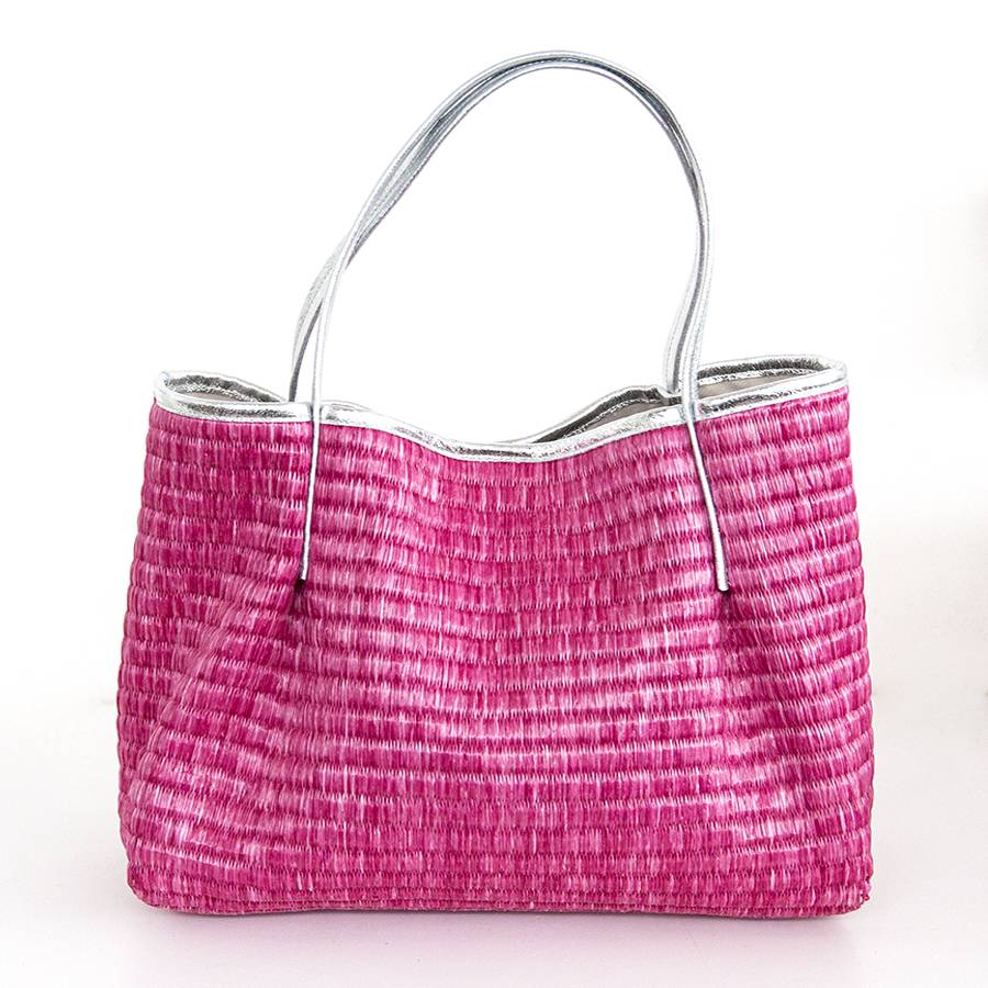 Laura Di Maggio ADIMA – shopping in pelle e paglia fucsia Outlet