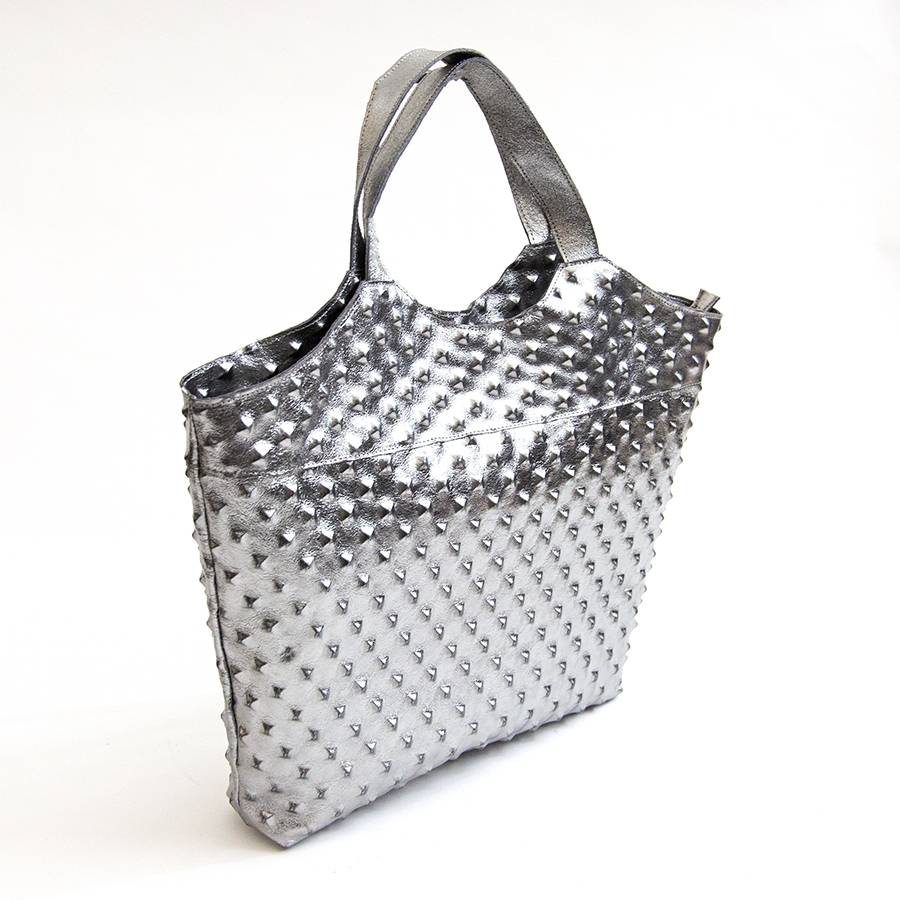 Laura Di Maggio ASTRID – Borsa in pelle laminata argento stampa chiodo Hotsell