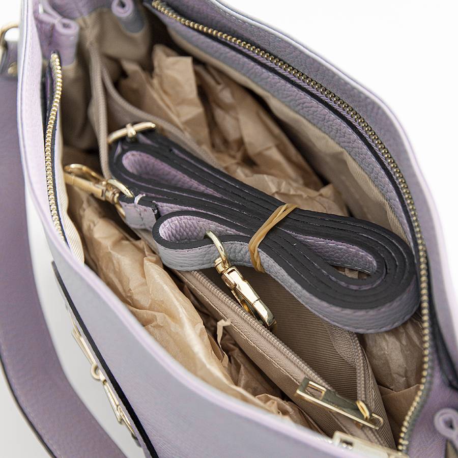 Laura Di Maggio NAIA – borsa con morsetto in pelle lilla Saldi Di Fabbrica
