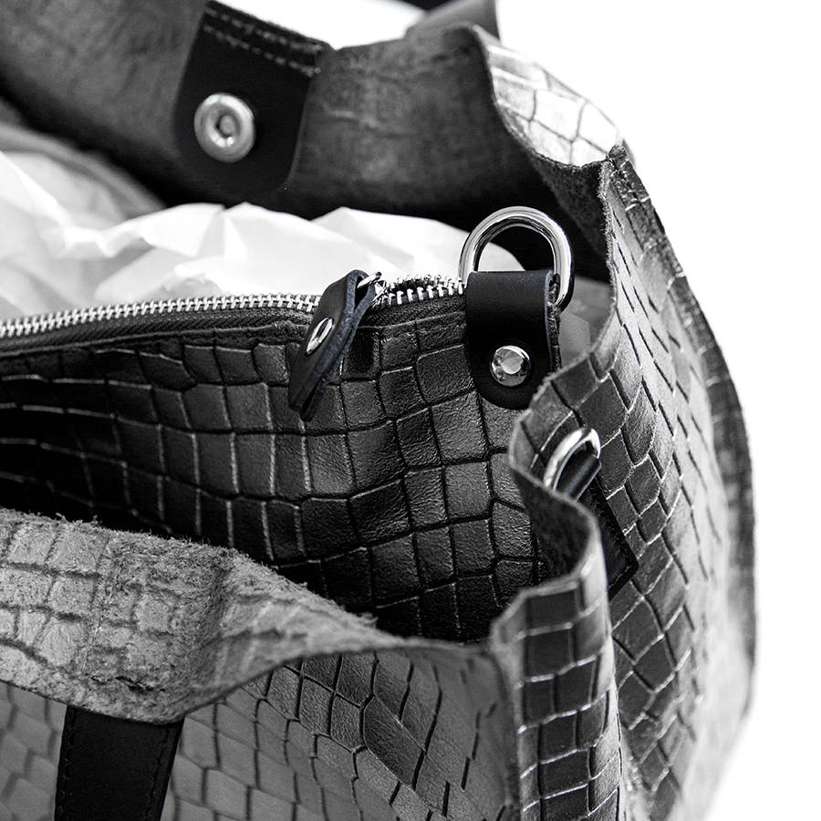 Laura Di Maggio DIAMANTE – shopping in pelle stampa cocco laminata canna fucile Prezzo di fabbrica