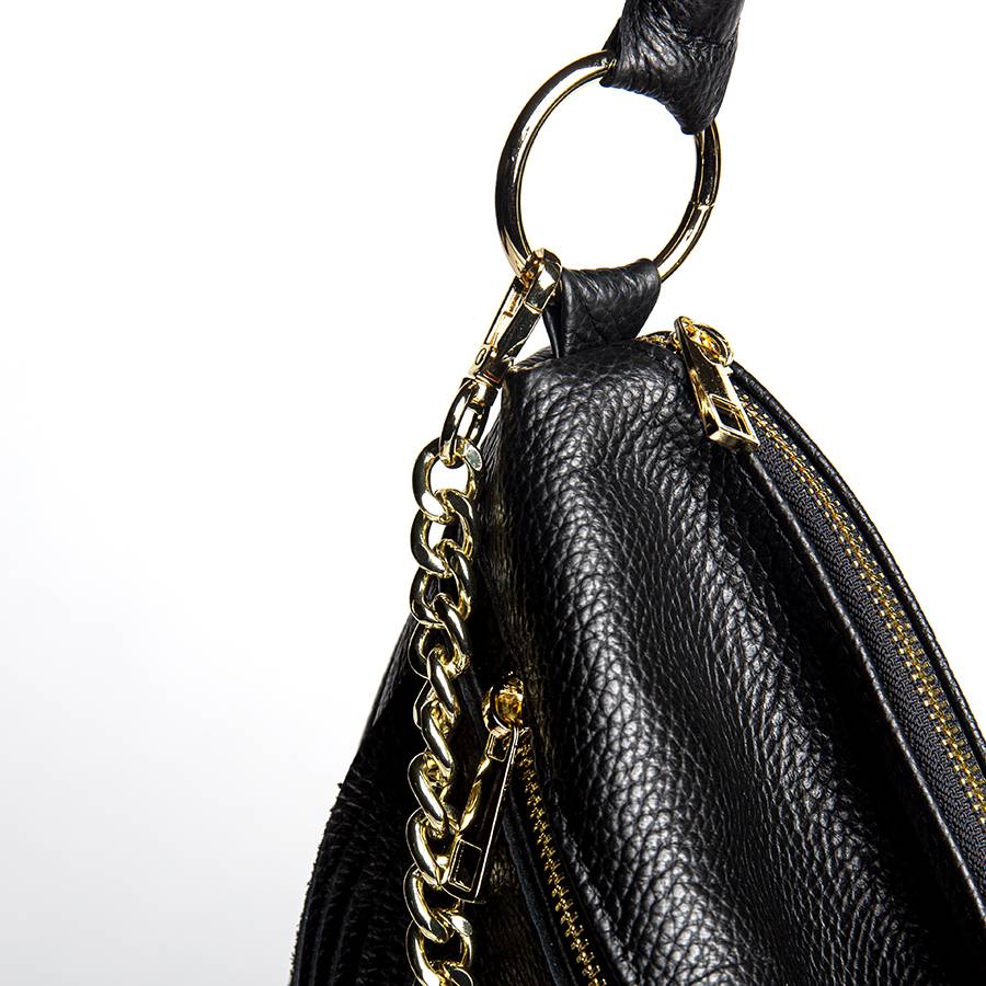 Laura Di Maggio HAIDA – Maxi sacca con frange in pelle nera Offerta natalizia