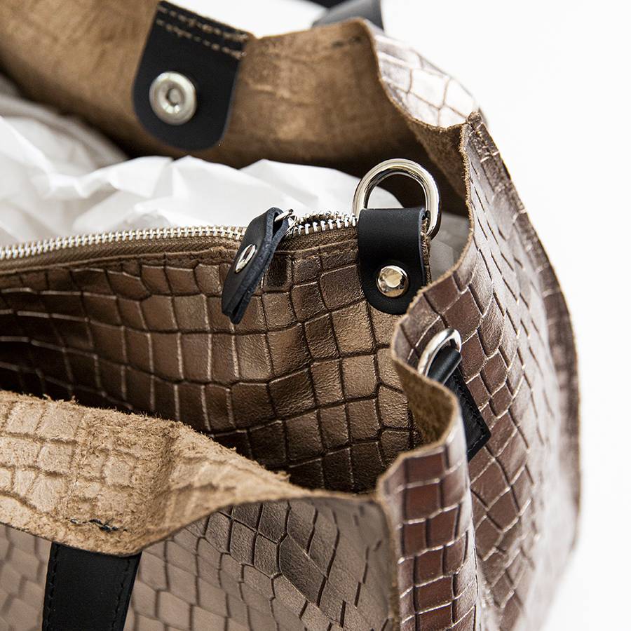 Laura Di Maggio DIAMANTE – shopping in pelle stampa cocco laminata bronzo Lightning offer