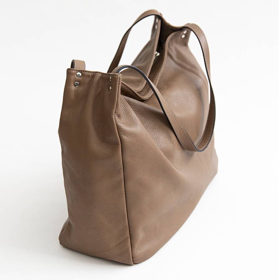 Laura Di Maggio AMBROSIA – shopping in pelle nappa taupe Liquidazione