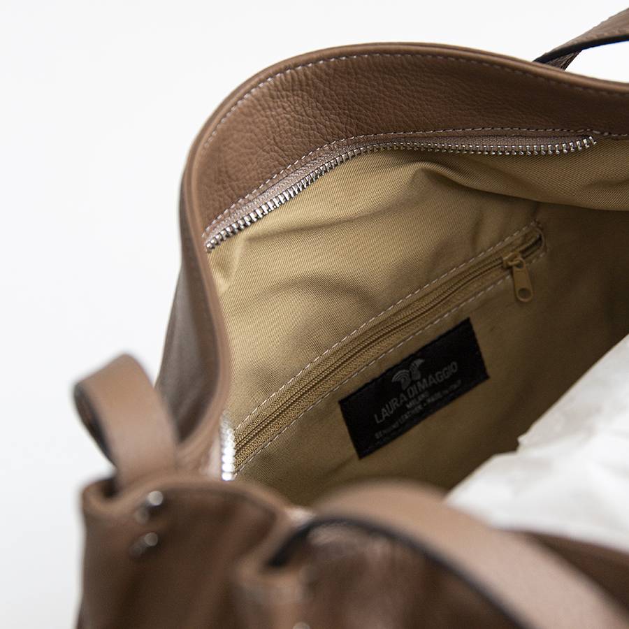 Laura Di Maggio AMBROSIA – shopping in pelle nappa taupe Liquidazione
