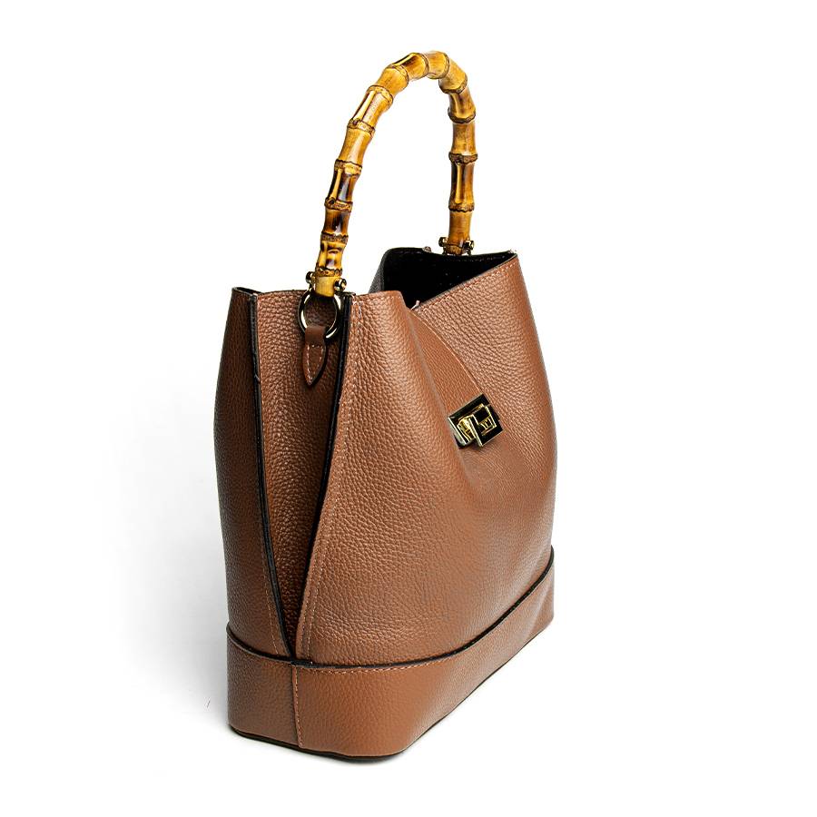 Laura Di Maggio SOHO – secchiello in pelle cuoio con manici in bamboo Comprane uno, ottenene uno gratis