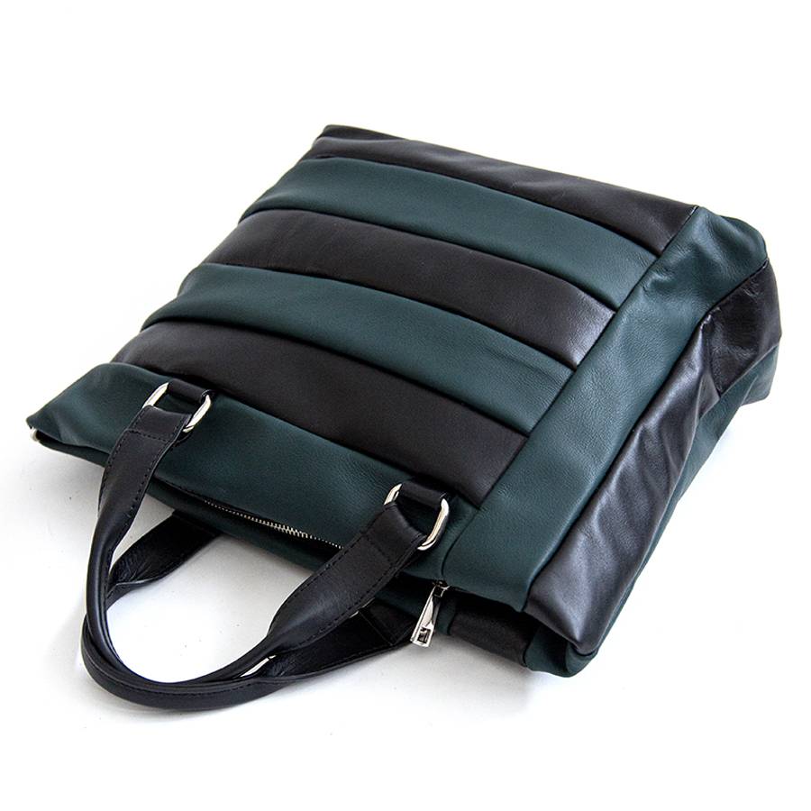 Laura Di Maggio TESSA TOTE – borsa in pelle nappa trapuntata petrolio Enormi sconti