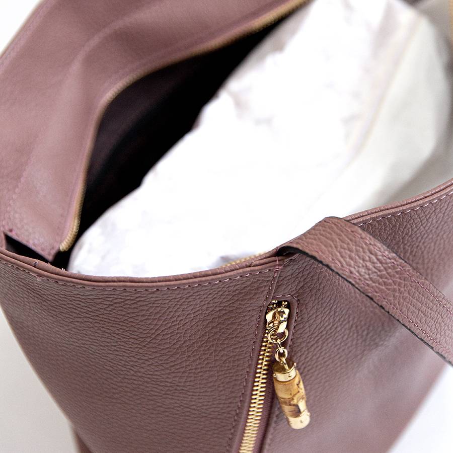 Laura Di Maggio BAMBU’ SHOPPER – Borsa in pelle marsala Negozi Online