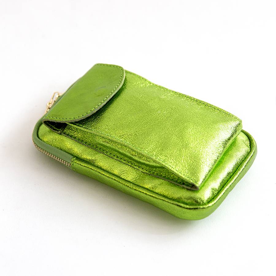 Laura Di Maggio PORTACELLULARE – pelle laminata verde mela Fino Al -60%