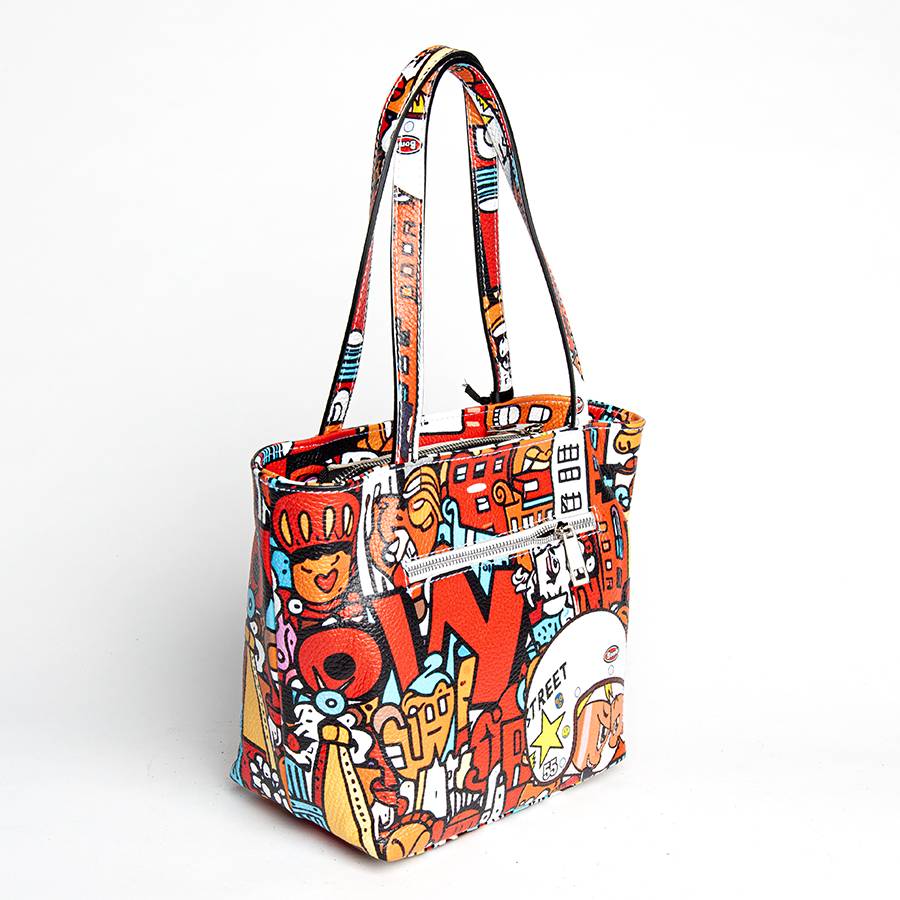 Laura Di Maggio DOODLE – shopping in pelle serigrafata rossa Sconto