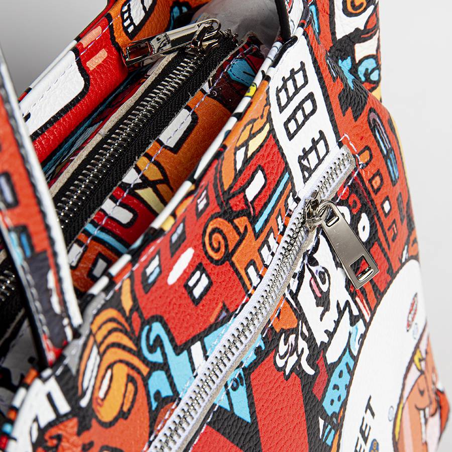 Laura Di Maggio DOODLE – shopping in pelle serigrafata rossa Sconto