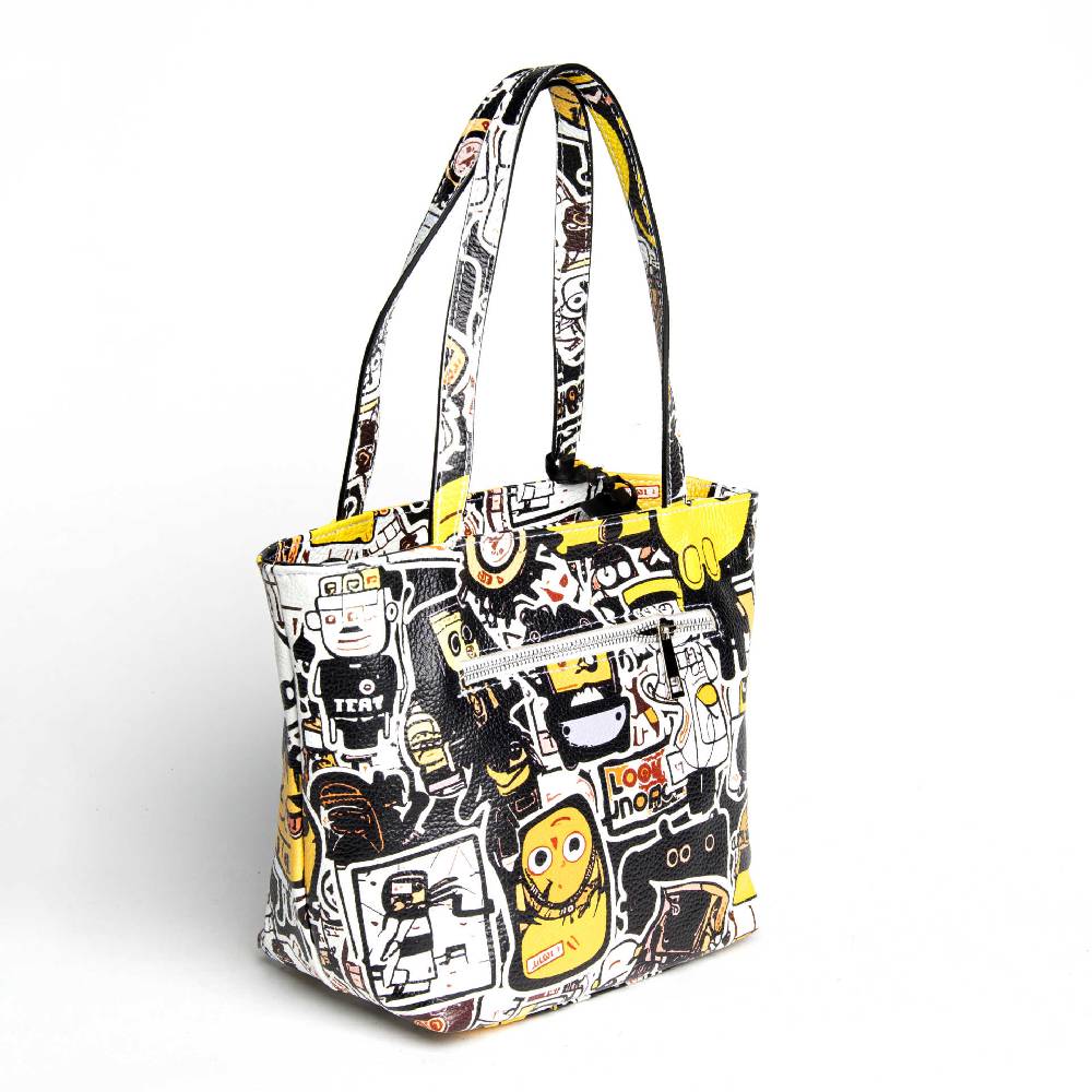 Laura Di Maggio DOODLE – shopping in pelle serigrafata bianca Offerta