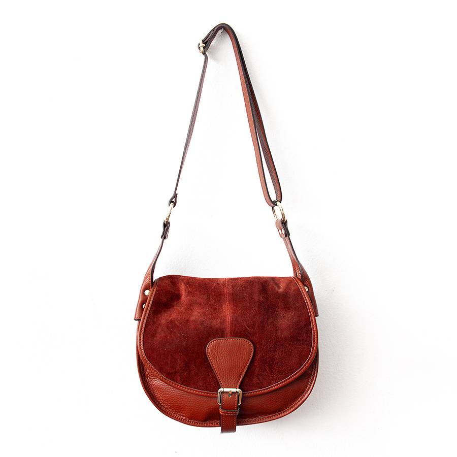 Laura Di Maggio SADDLE – postina in pelle e camoscio rubino Online