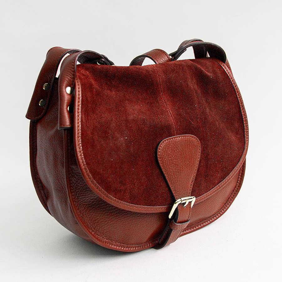 Laura Di Maggio SADDLE – postina in pelle e camoscio rubino Online