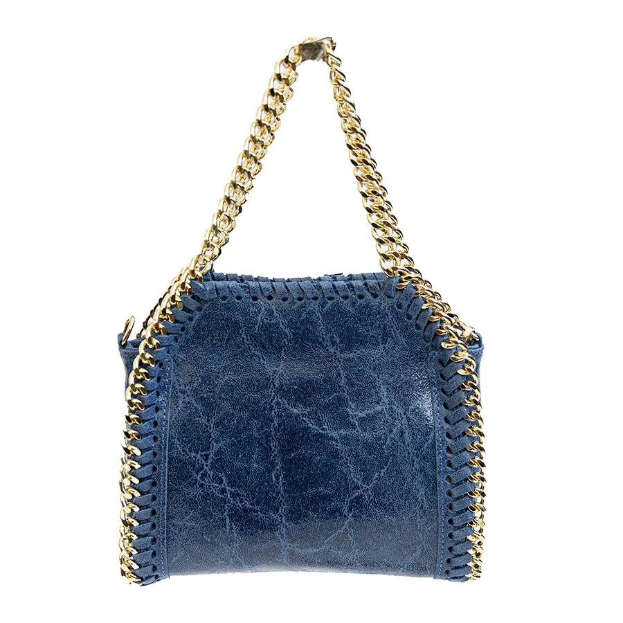 Laura Di Maggio LUMI – Borsa con catene in pelle vintage blu Saldi Di Fabbrica
