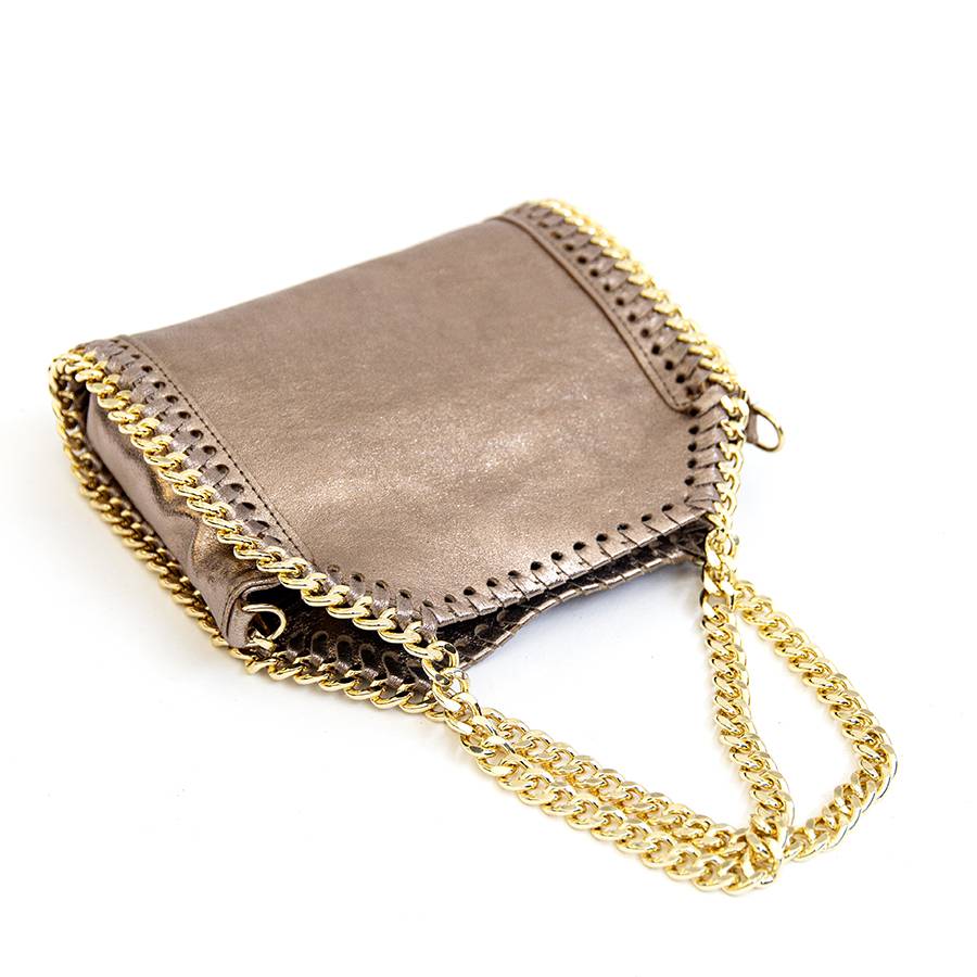 Laura Di Maggio LUMI – Borsa con catene in pelle laminata bronzo I Più Venduti