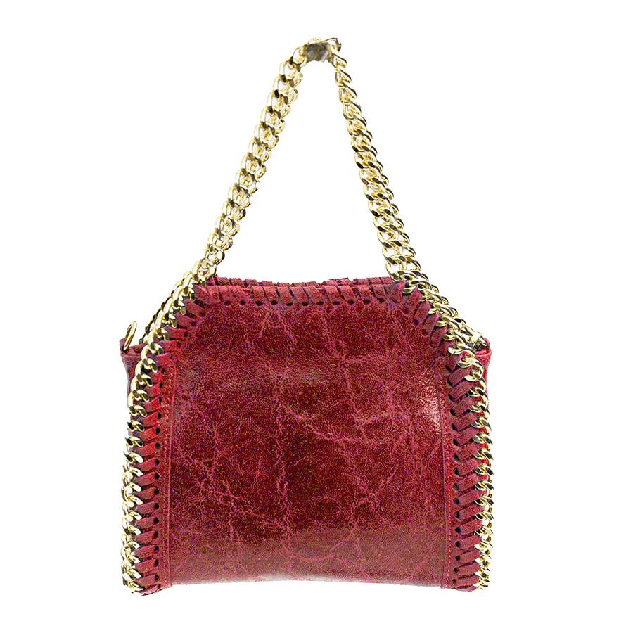 Laura Di Maggio LUMI – Borsa con catene in pelle vintage rossa Nuova