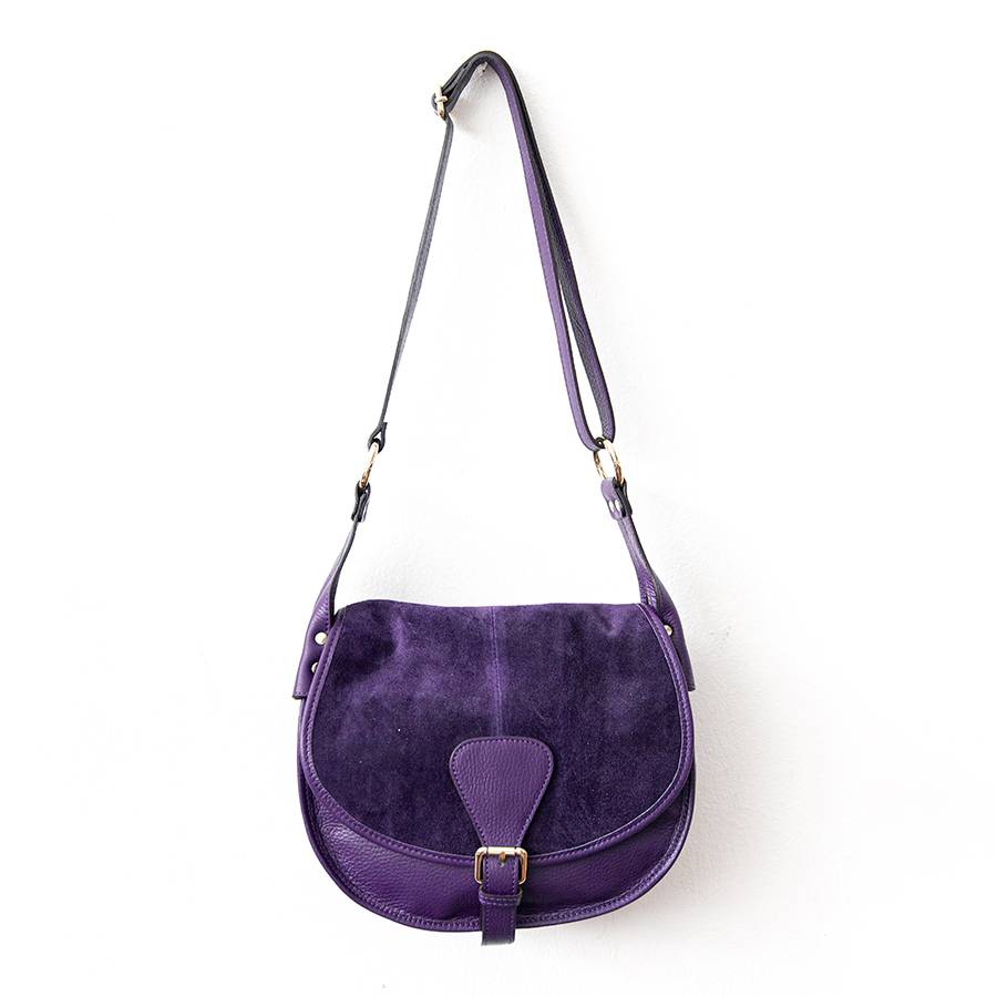 Laura Di Maggio SADDLE – postina in pelle e camoscio viola Offerta speciale