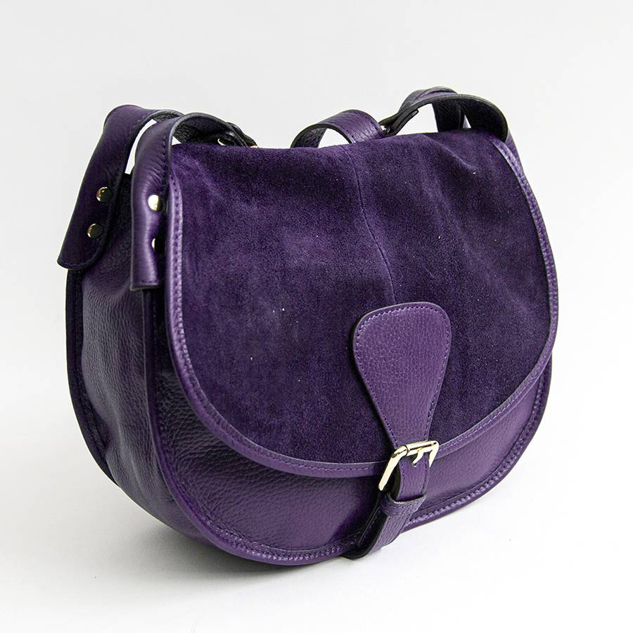 Laura Di Maggio SADDLE – postina in pelle e camoscio viola Offerta speciale