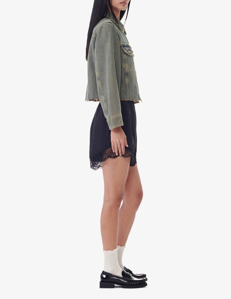 Ganni Shorts in habotai di viscosa elasticizzato Lightning offer